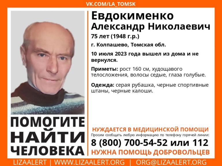 В Томской области начались поиски 75-летнего пенсионера