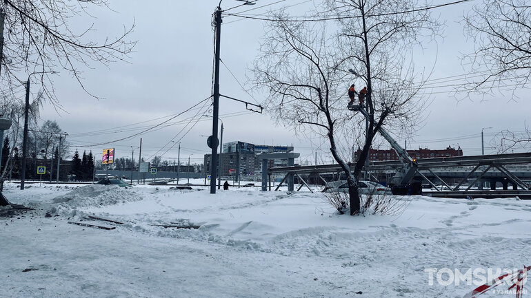 В Томске разобрали пролет одного из надземных переходов на Пушкина