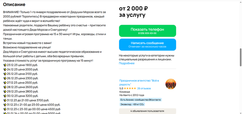 Сколько стоит новогодняя сказка: цены на услуги Деда Мороза и Снегурочки в Томске
