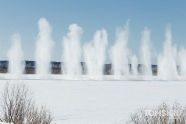 На Томи снова взрывали лед — затор у острова Еловый ликвидировали